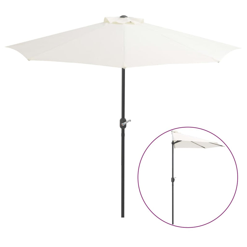 NNEVL Balcony Parasol with Aluminium Pole Sand 270x135 cm Half