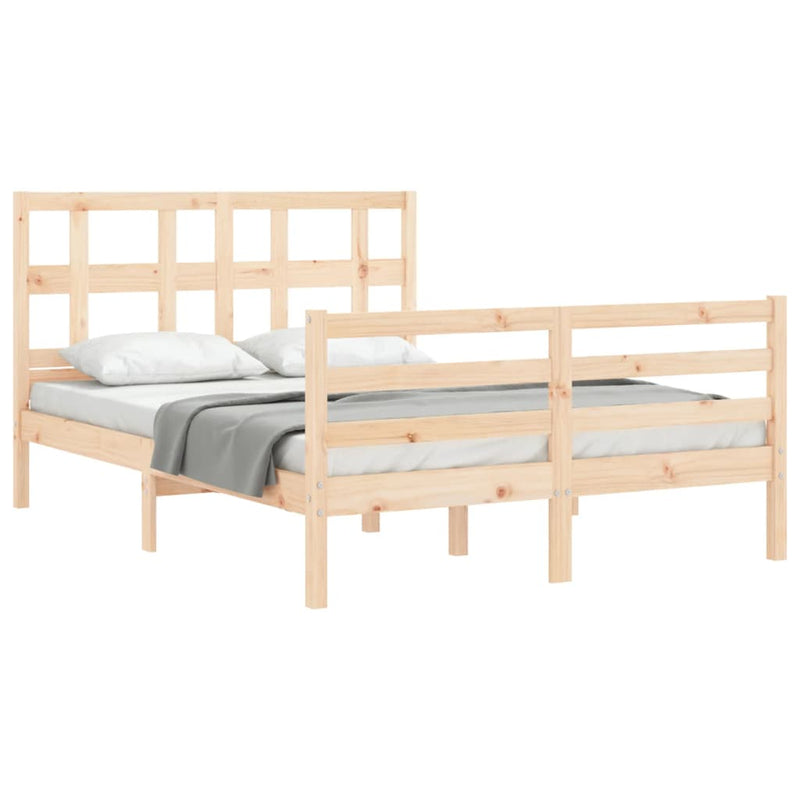 NNEVL Bed Frame with Headboard 137x187 cm Double Solid Wood