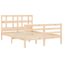 NNEVL Bed Frame with Headboard 137x187 cm Double Solid Wood
