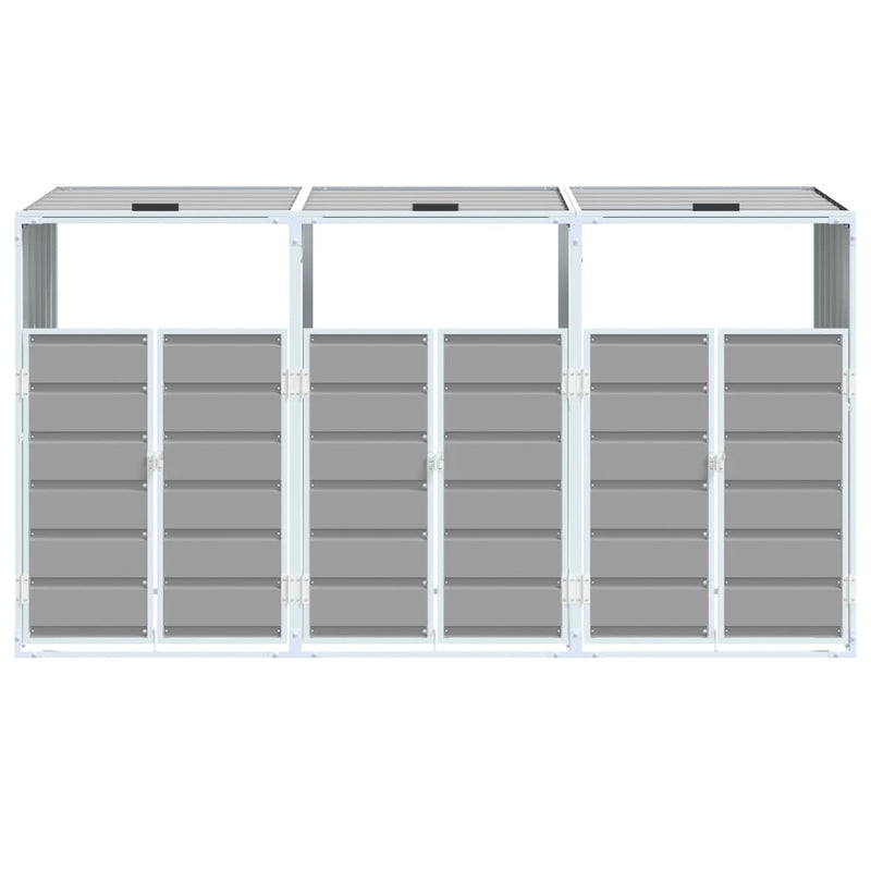 NNEVL Wheelie Bin Storage for Triple Bins Grey 216x81x115 cm Steel